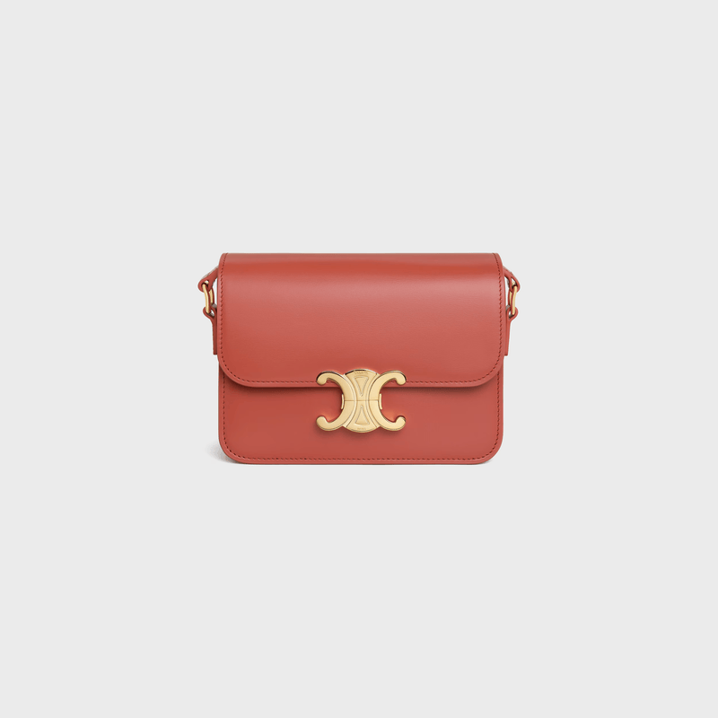 Bolsa Celine Teen Triomphe em Couro de Bezerro Brilhante